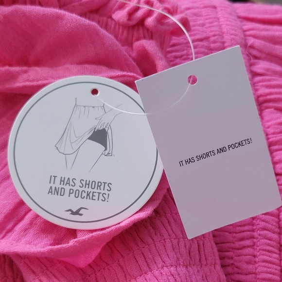 NWT Hollister Flutter Sleeve Smocked Romper Mini Dress Pink V Neck Cotton SM Reg - Picture 14 of 14